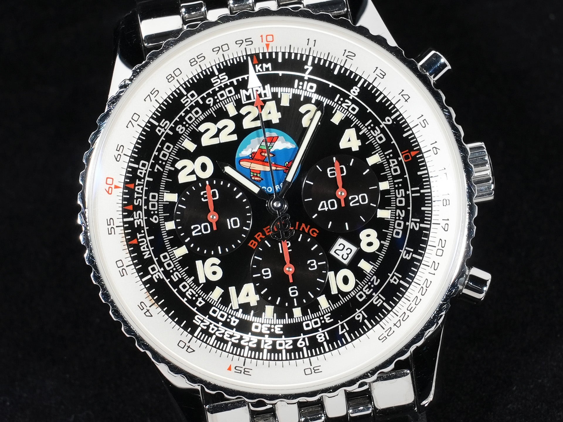 ブライトリング ナビタイマー コスモノート フライバック ポルコロッソ Ref.A22322 ステンレススチール ブラック文字盤 中古 pihcetcz