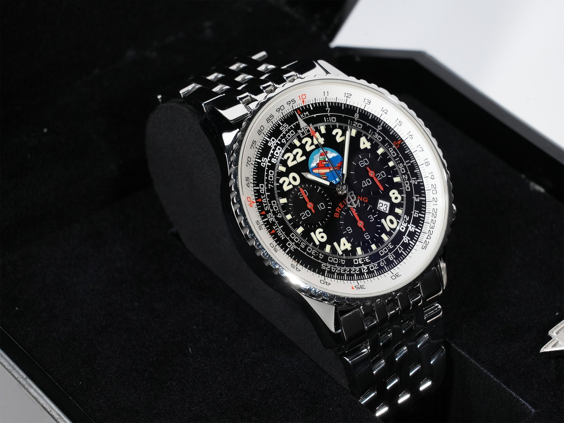 ブライトリング ナビタイマー コスモノート フライバック ポルコロッソ Ref.A22322 ステンレススチール ブラック文字盤 中古 pihcetcz