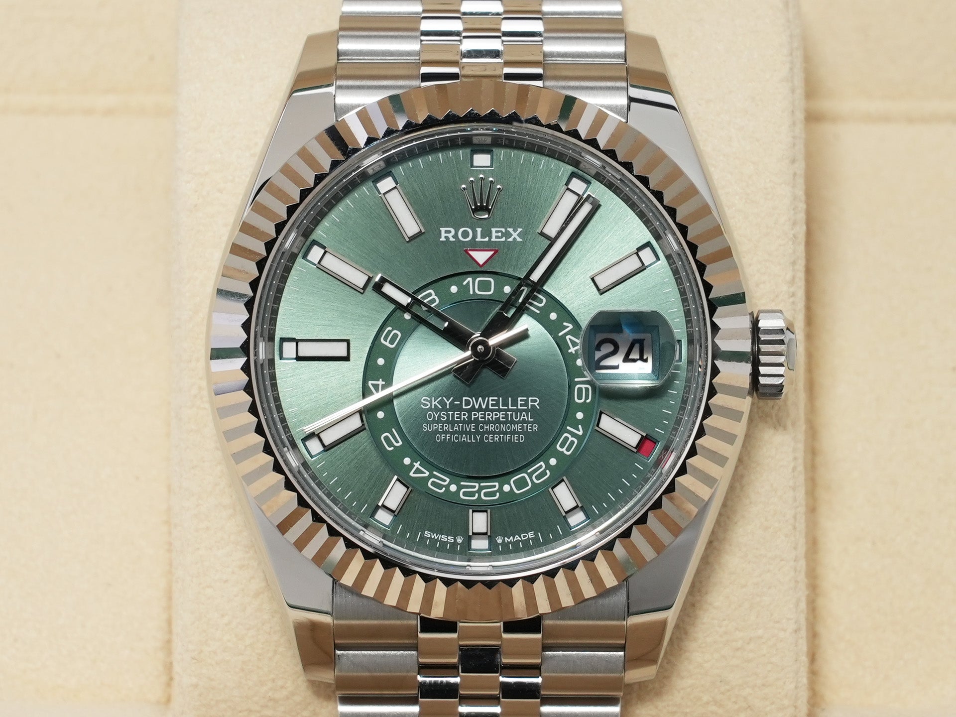 ロレックス スカイドゥエラー Ref.336934 ステンレススチール/ホワイトゴールド ミントグリーン文字盤 ジュビリーブレスレット 美中古 uz6k9xon