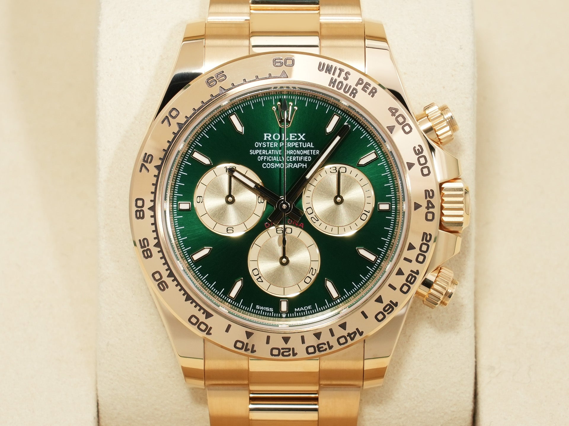ロレックス デイトナ Ref.126508 イエローゴールド グリーン文字盤 未使用 tx9xaa4v