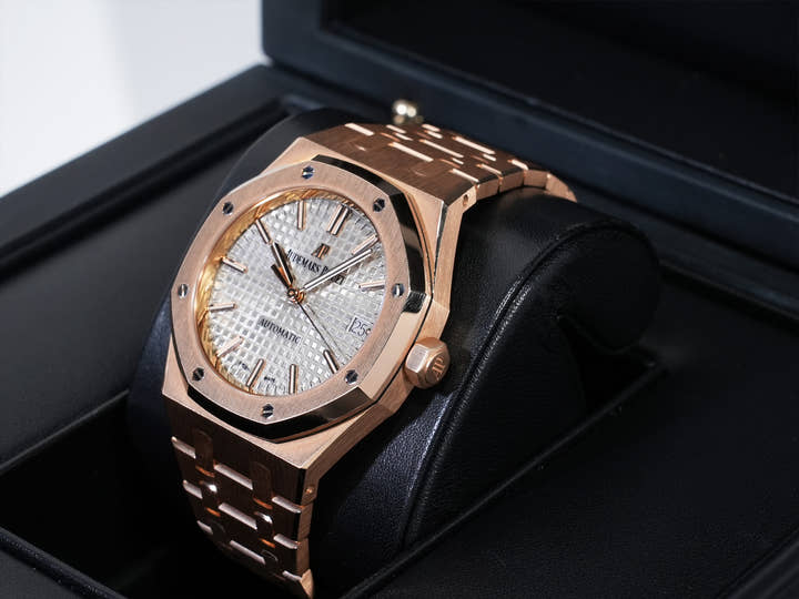Audemars Piguet Royal Oak Ref.15450OR.OO.1256OR.01 Pink Gold Gray Dial Excellent Used yhxpf3qu