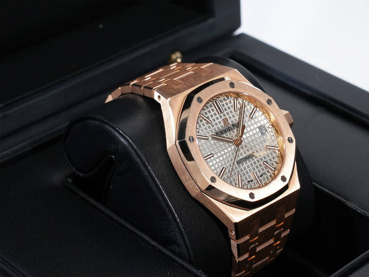 Audemars Piguet Royal Oak Ref.15450OR.OO.1256OR.01 Pink Gold Gray Dial Excellent Used yhxpf3qu
