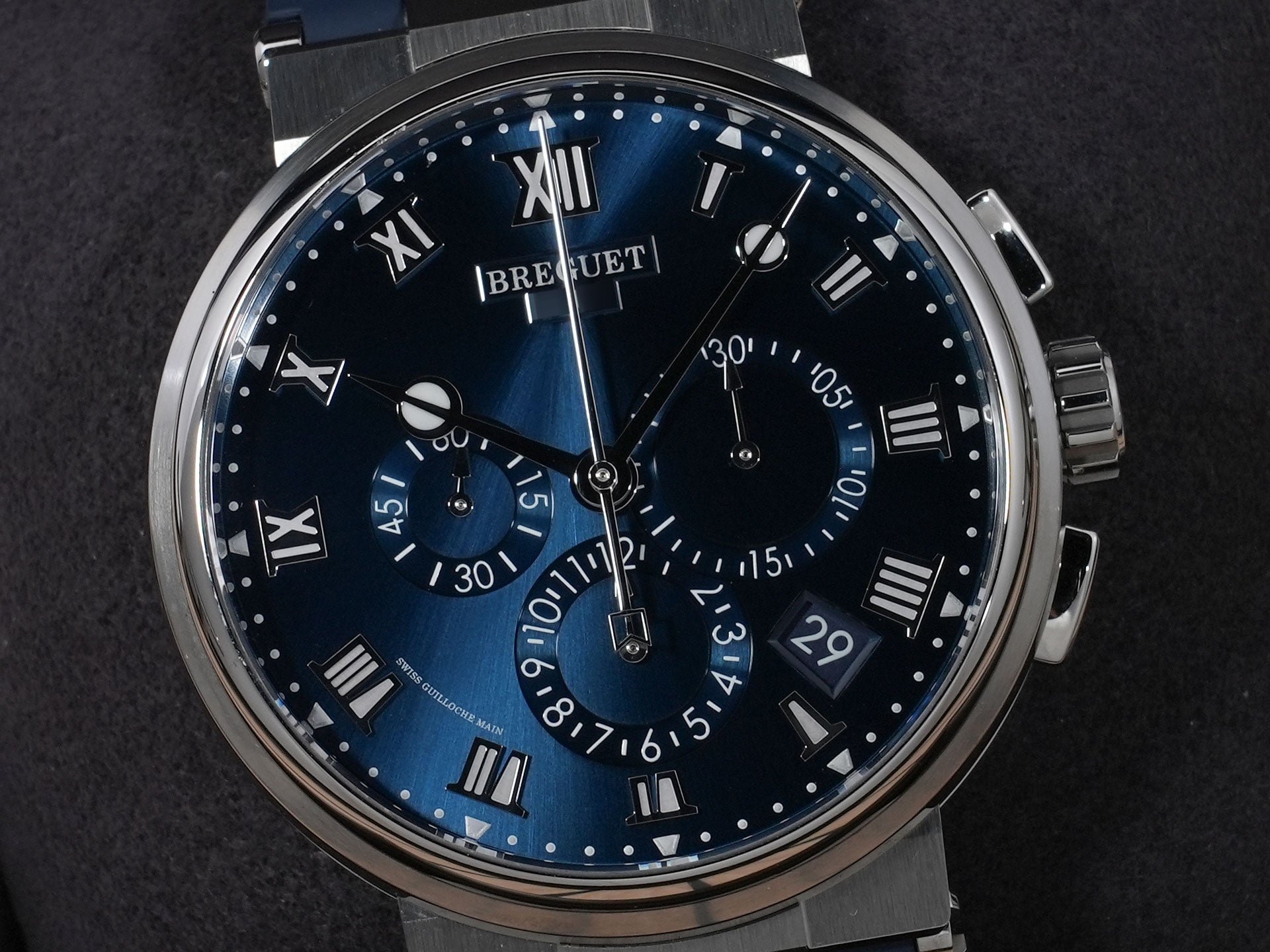 Breguet Marine Chronograph Ref.5527TI/Y1/5WV Titanium Blue Dial Excellent Condition v4fzihmv