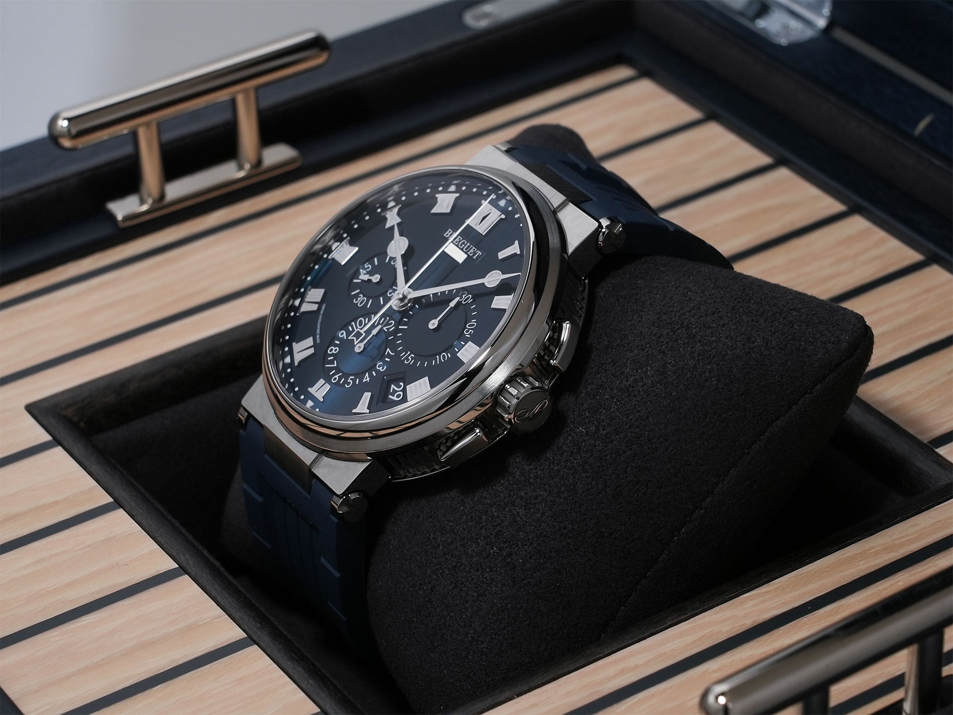 Breguet Marine Chronograph Ref.5527TI/Y1/5WV Titanium Blue Dial Excellent Condition v4fzihmv