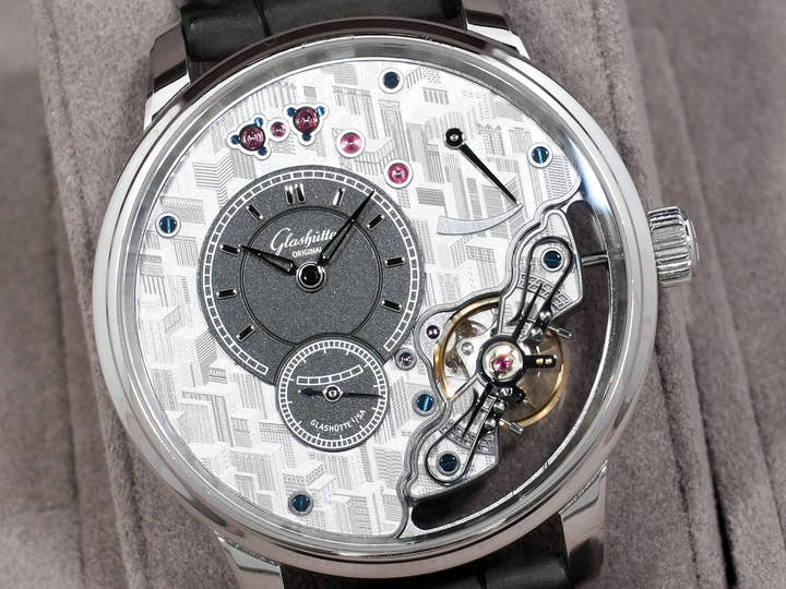 Glashütte Original PanoInverse Limited Edition Ref. 1-66-12-01-03-62 Platinum Anthracite Grain Finish Dial Excellent Condition 2ig643be