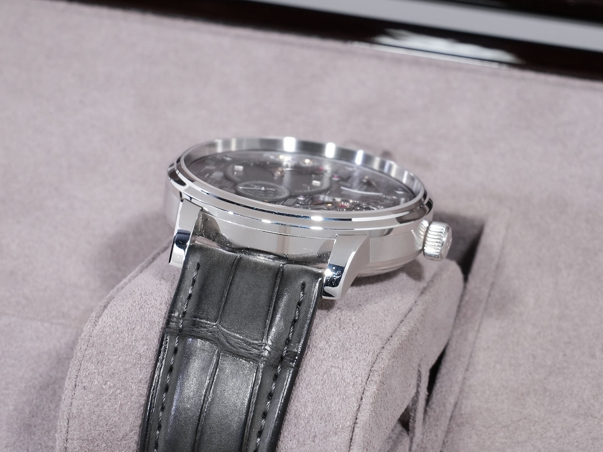 Glashütte Original PanoInverse Limited Edition Ref. 1-66-12-01-03-62 Platinum Anthracite Grain Finish Dial Excellent Condition 2ig643be