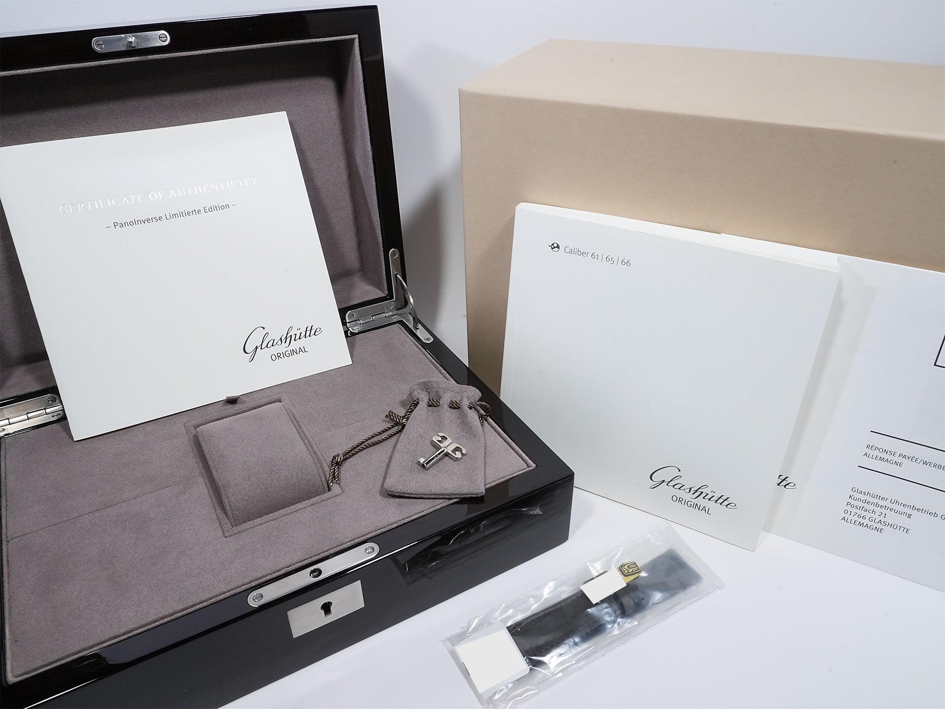 Glashütte Original PanoInverse Limited Edition Ref. 1-66-12-01-03-62 Platinum Anthracite Grain Finish Dial Excellent Condition 2ig643be