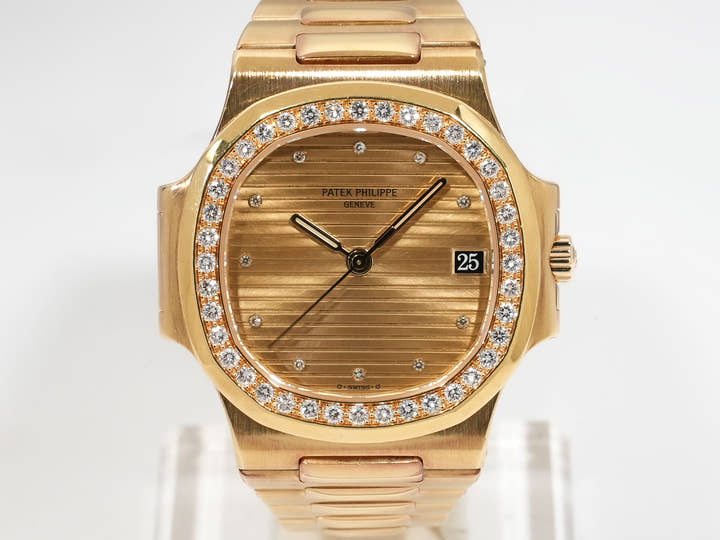 Patek Philippe Nautilus Ref. 3800/3J-012 Yellow Gold Champagne 11P Diamond Dial Used 5akxqmt2