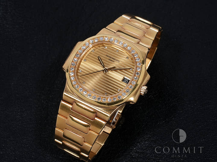 Patek Philippe Nautilus Ref. 3800/3J-012 Yellow Gold Champagne 11P Diamond Dial Used 5akxqmt2