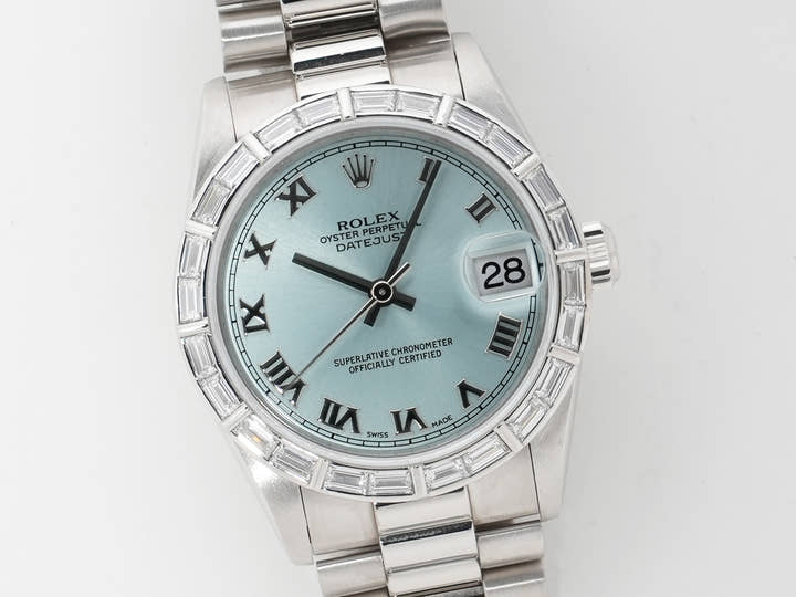 Rolex Datejust 31 Ref. 78266 Platinum Ice Blue Dial Used m4m8eds8