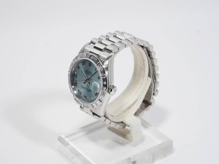 Rolex Datejust 31 Ref. 78266 Platinum Ice Blue Dial Used m4m8eds8