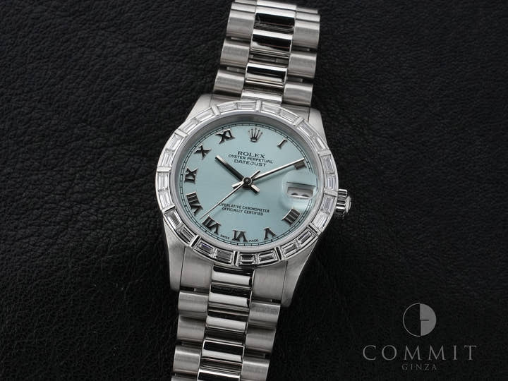 Rolex Datejust 31 Ref. 78266 Platinum Ice Blue Dial Used m4m8eds8