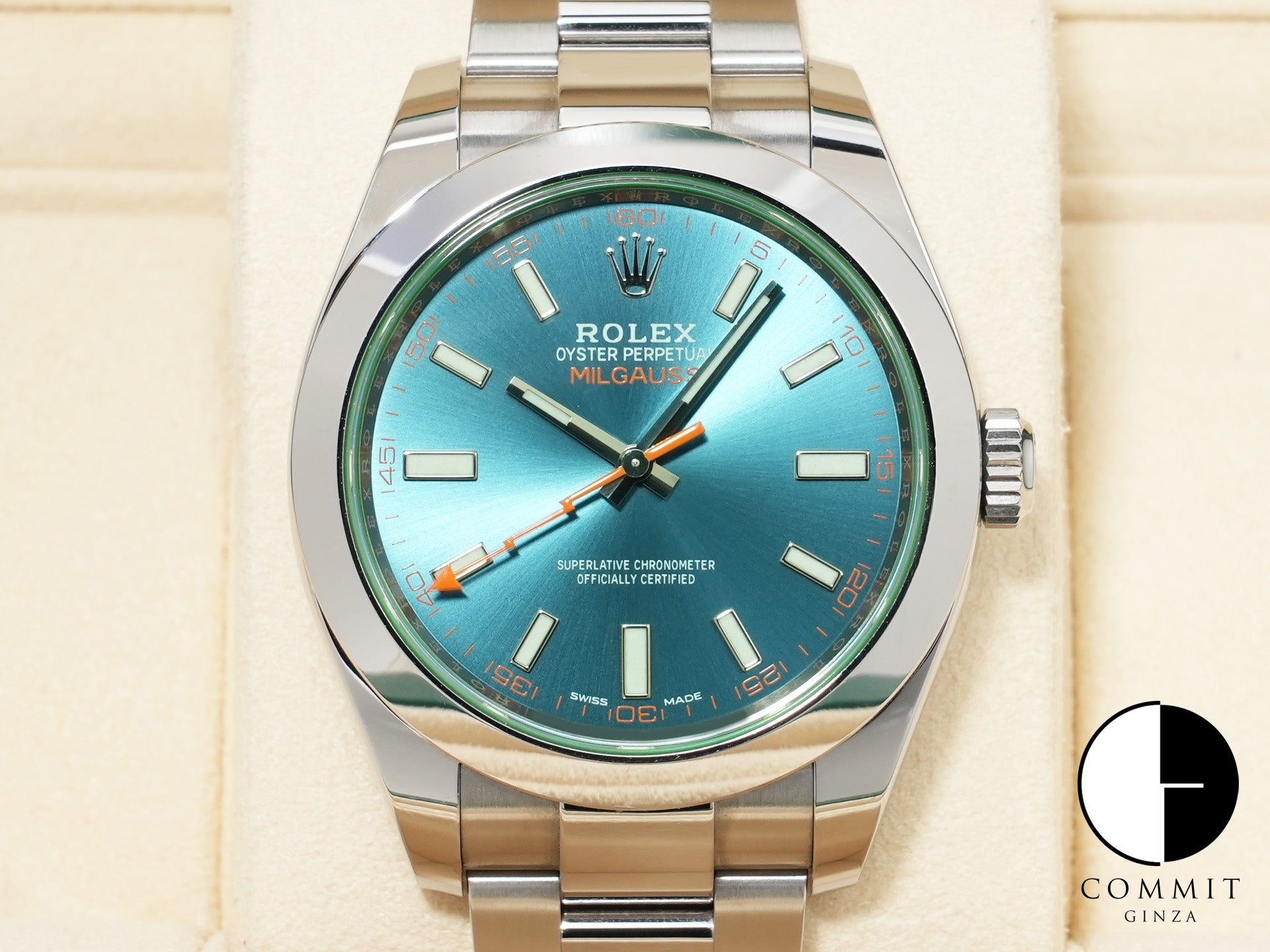 ロレックス ミルガウス Ref.116400GV ステンレススチール Zブルー文字盤 中古 h2jriy92