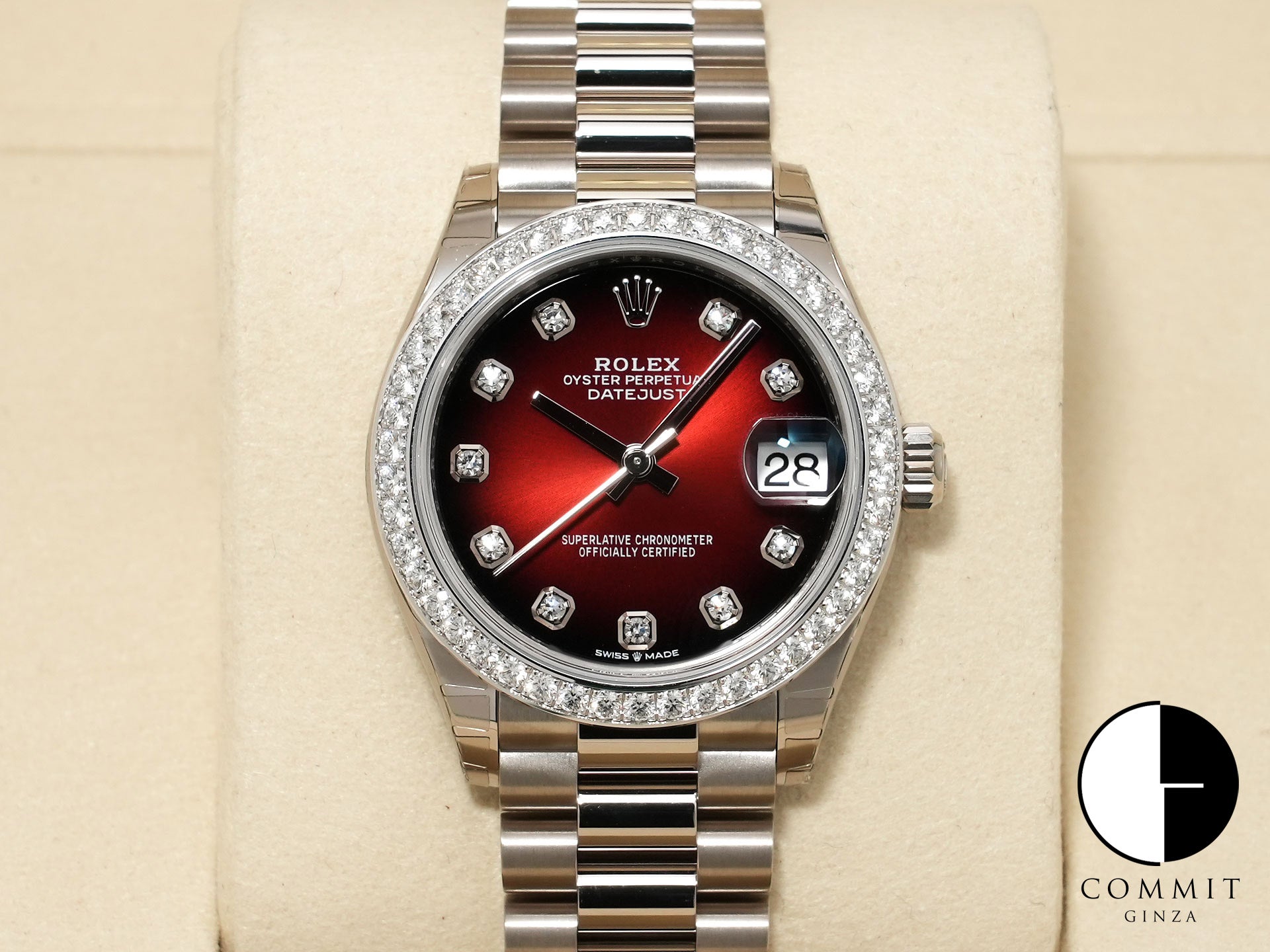 ロレックス デイトジャスト 31 Ref.278289RBR ホワイトゴールド レッドオンブレ×10Pダイヤモンド文字盤 未使用 rhg3hejs