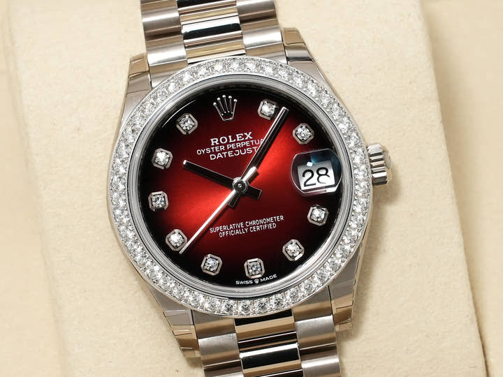 ロレックス デイトジャスト 31 Ref.278289RBR ホワイトゴールド レッドオンブレ×10Pダイヤモンド文字盤 未使用 rhg3hejs