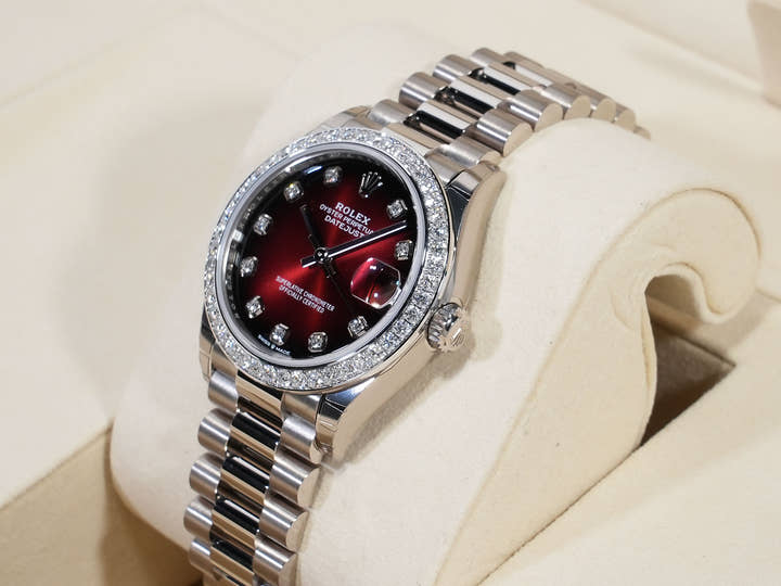 ロレックス デイトジャスト 31 Ref.278289RBR ホワイトゴールド レッドオンブレ×10Pダイヤモンド文字盤 未使用 rhg3hejs