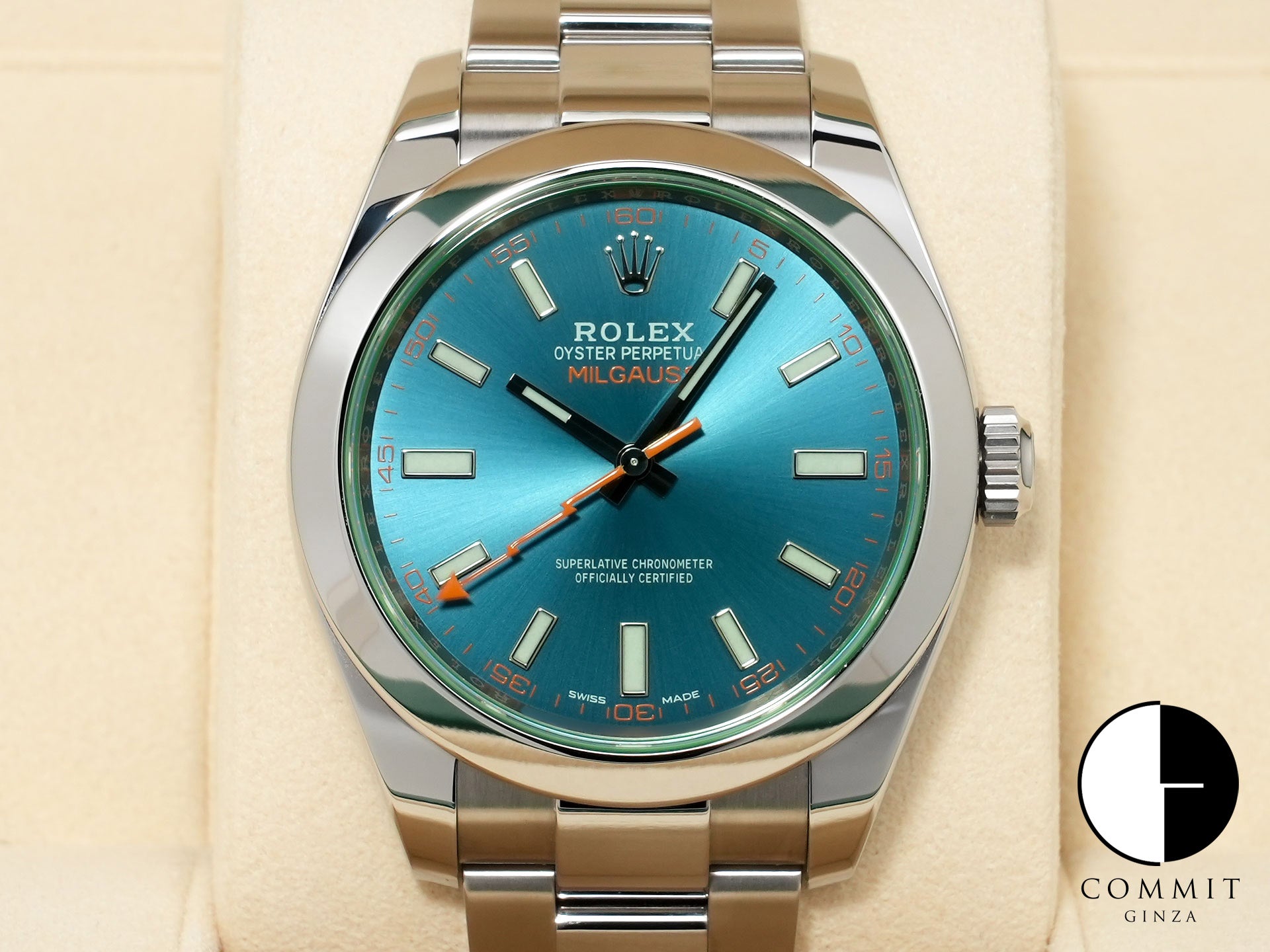 ロレックス ミルガウス Ref.116400GV ステンレススチール Zブルー文字盤 極美品 gfmh38vj