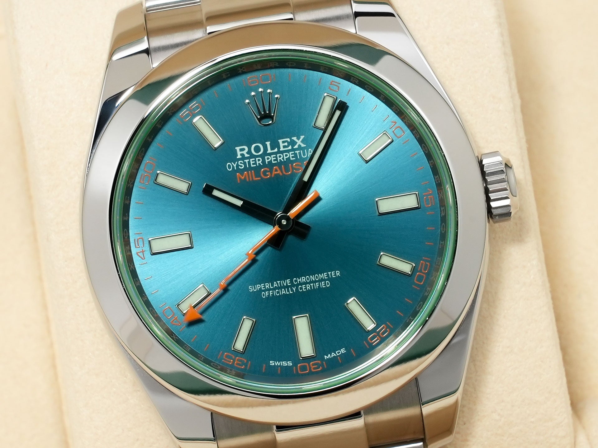 ロレックス ミルガウス Ref.116400GV ステンレススチール Zブルー文字盤 極美品 gfmh38vj