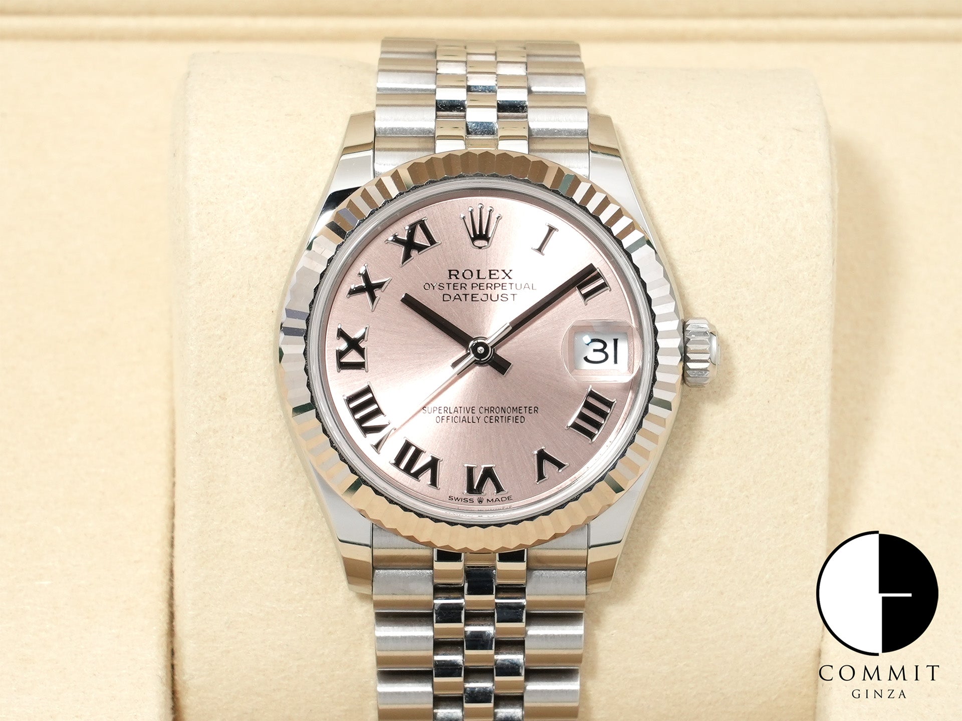 ロレックス デイトジャスト31 Ref.278274 ステンレススチール/ホワイトゴールド ピンクローマン文字盤 ジュビリーブレスレット 中古 rquf9sqx