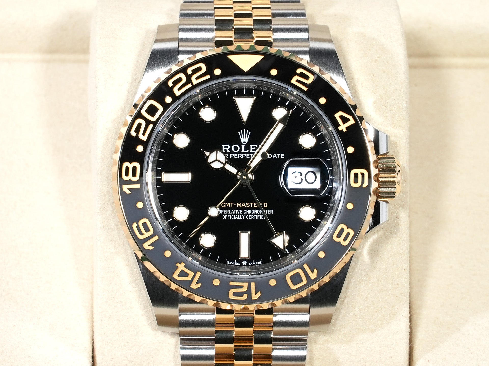 ロレックス GMTマスターII Ref.126713GRNR ステンレススチール/イエローゴールド ブラック文字盤 ジュビリーブレスレット 未使用 sind383h
