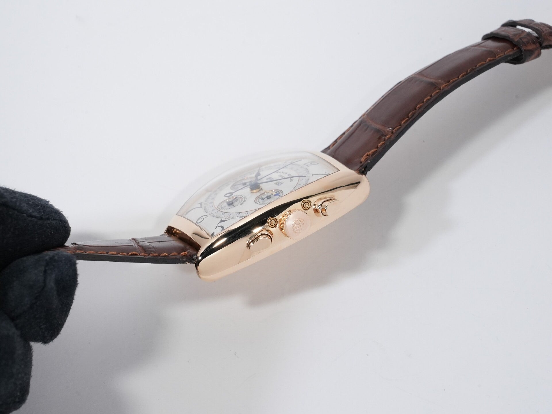 フランクミュラー トノーカーベックス マスターカレンダー クロノグラフ Ref.6850CCMC イエローゴールド シルバー文字盤 美品 zawbz2cj