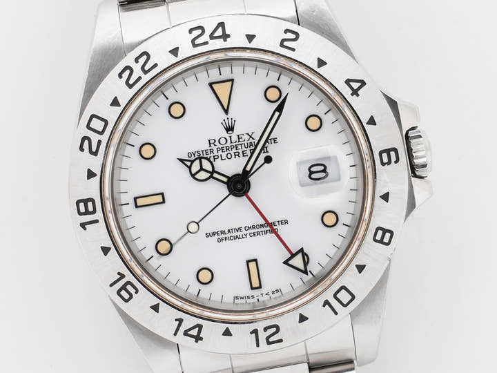 ロレックス エクスプローラーII Ref.16570 ステンレススチール ホワイト文字盤 オイスターブレスレット 中古 fxzi2b5n