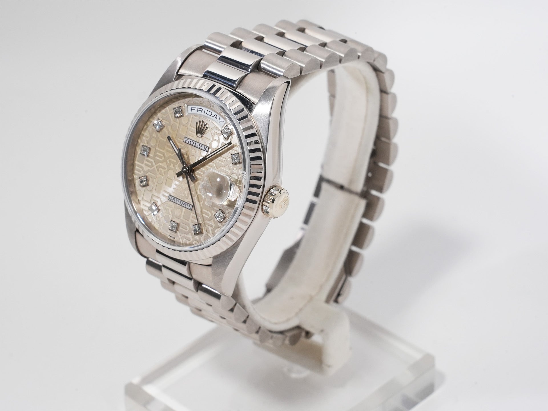 ロレックス デイデイト36 Ref.18239G ホワイトゴールド シルバーホリコンピューター文字盤 中古 h7reiitj
