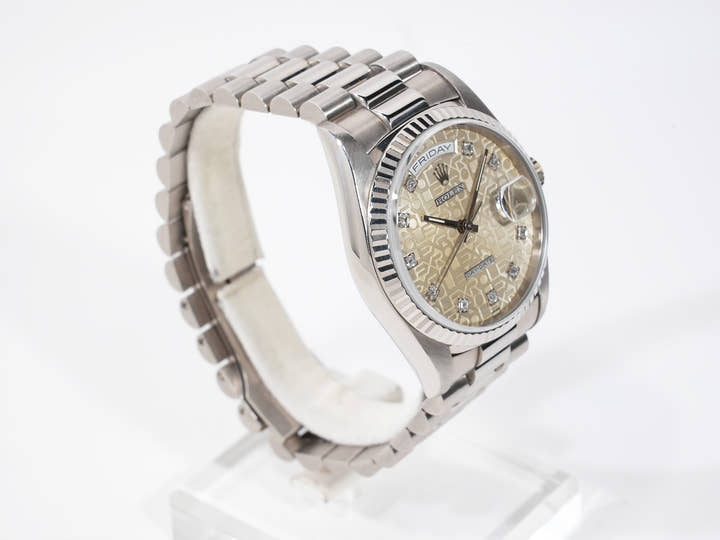 ロレックス デイデイト36 Ref.18239G ホワイトゴールド シルバーホリコンピューター文字盤 中古 h7reiitj
