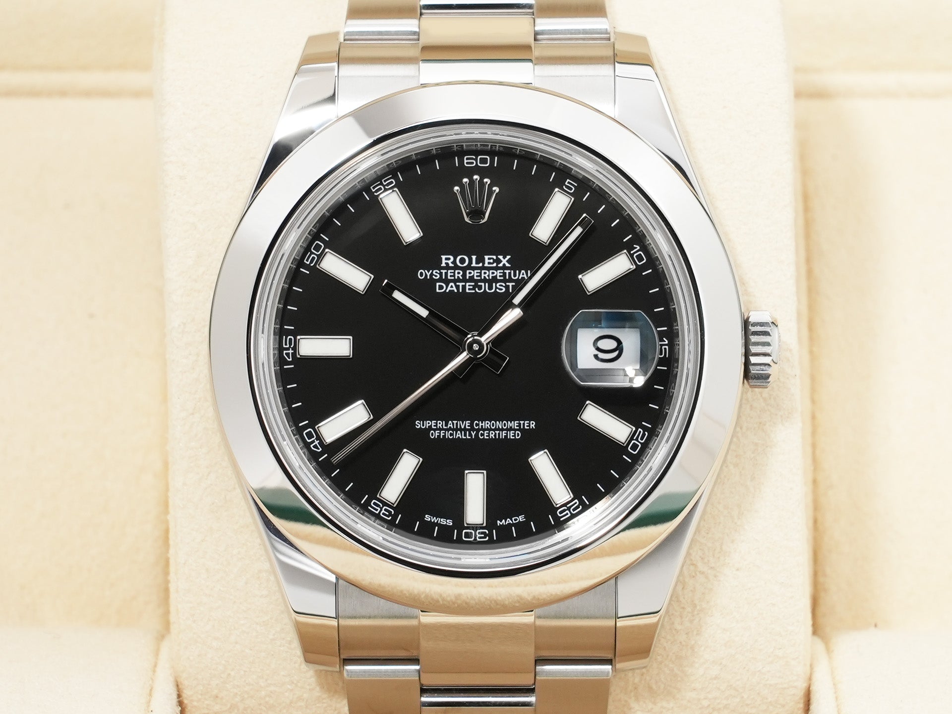 ロレックス デイトジャストII Ref.116300 ステンレススチール ブラック文字盤 オイスターブレスレット 美中古 jf8w3428