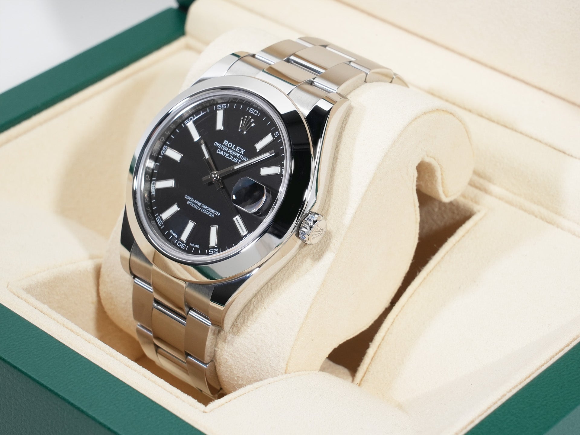 ロレックス デイトジャストII Ref.116300 ステンレススチール ブラック文字盤 オイスターブレスレット 美中古 jf8w3428