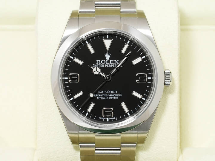 ロレックス エクスプローラーI Ref.214270 ステンレススチール ブラック文字盤 オイスターブレスレット デッドストック h84mn653