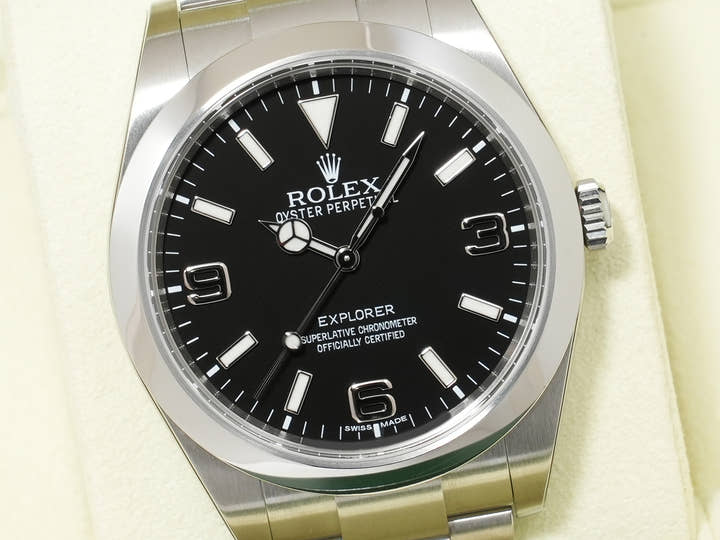 ロレックス エクスプローラーI Ref.214270 ステンレススチール ブラック文字盤 オイスターブレスレット デッドストック h84mn653