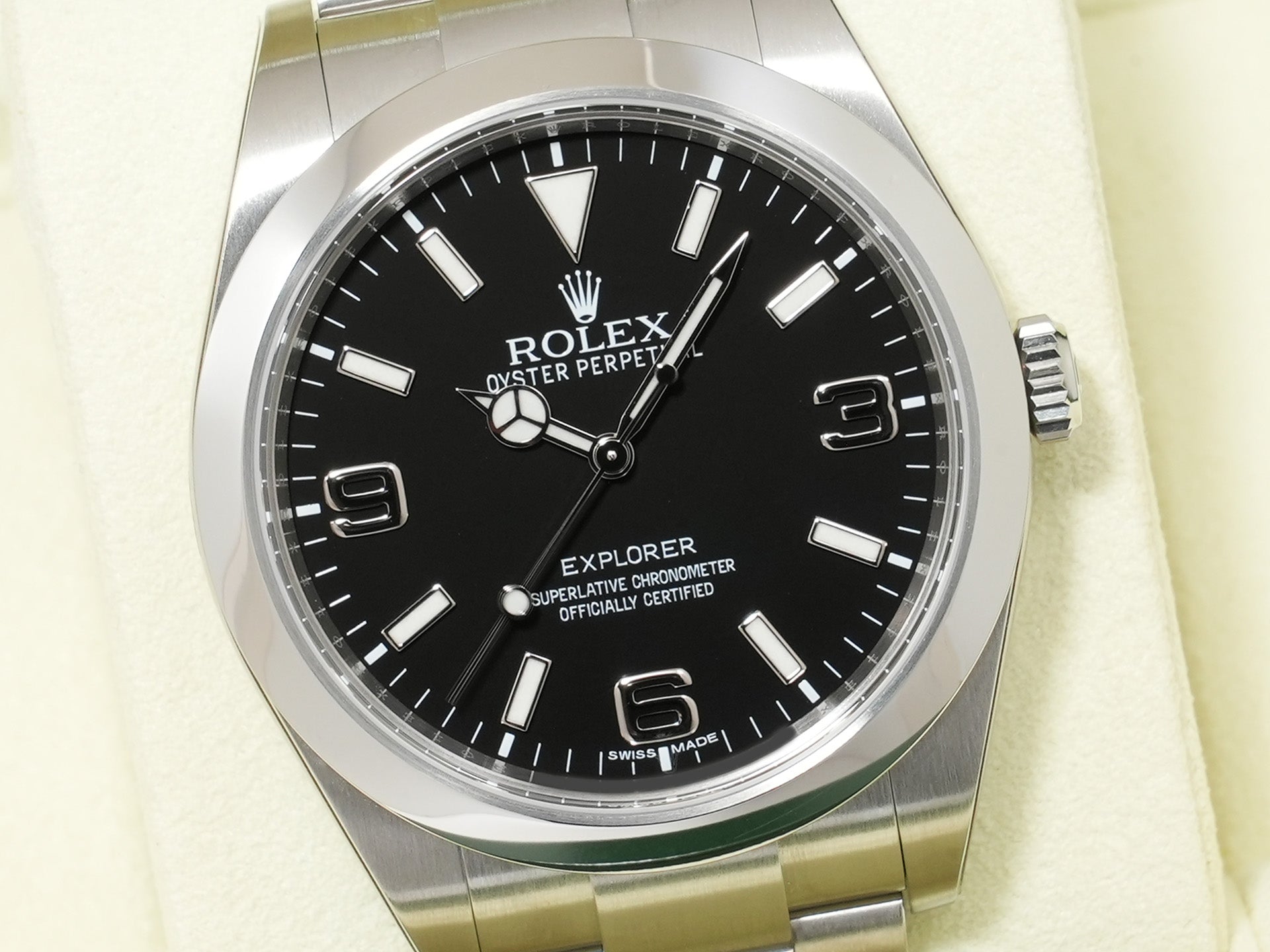 ロレックス エクスプローラーI Ref.214270 ステンレススチール ブラック文字盤 オイスターブレスレット デッドストック h84mn653