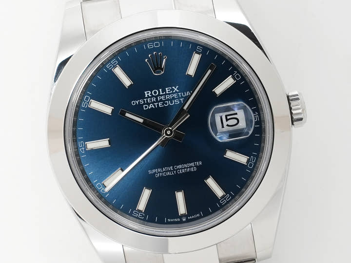 ロレックス デイトジャスト41 Ref.126300 ステンレススチール ブライトブルー文字盤 オイスターブレスレット 美品 fd9aace8