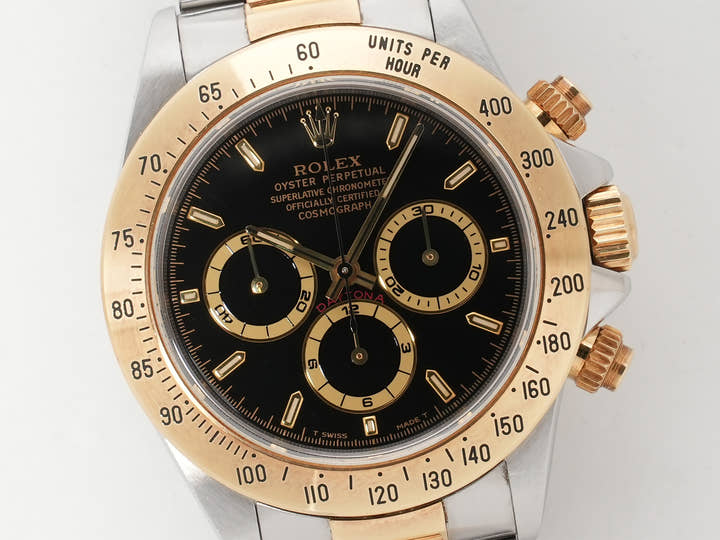 ロレックス デイトナ エルプリメロ Ref.16523 ステンレススチール/イエローゴールド ブラック文字盤 中古 sez2yo36