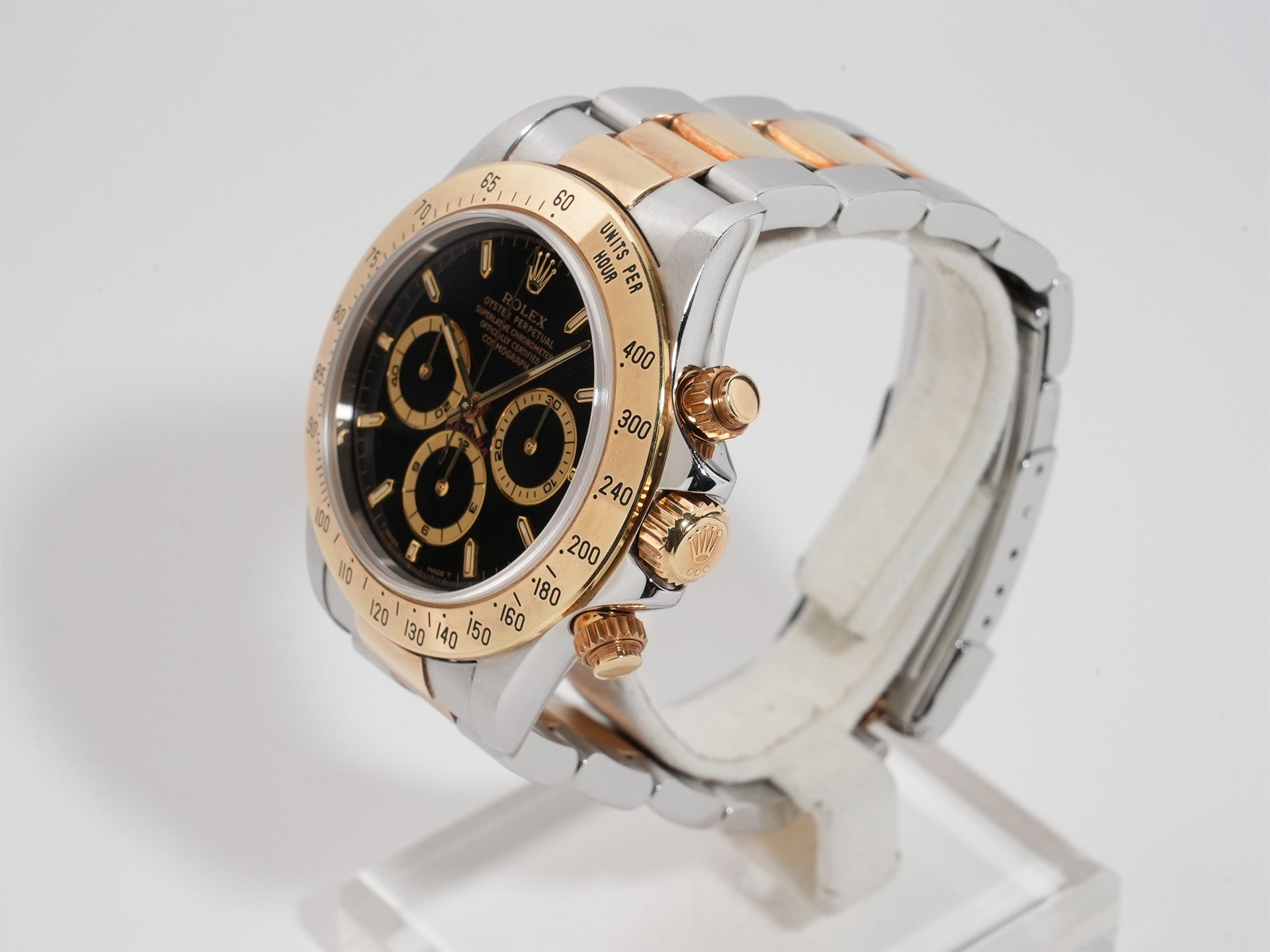 ロレックス デイトナ エルプリメロ Ref.16523 ステンレススチール/イエローゴールド ブラック文字盤 中古 sez2yo36