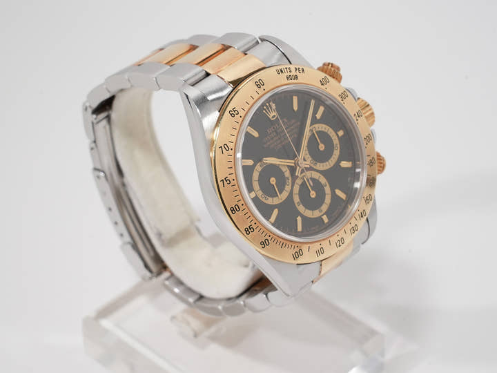 ロレックス デイトナ エルプリメロ Ref.16523 ステンレススチール/イエローゴールド ブラック文字盤 中古 sez2yo36