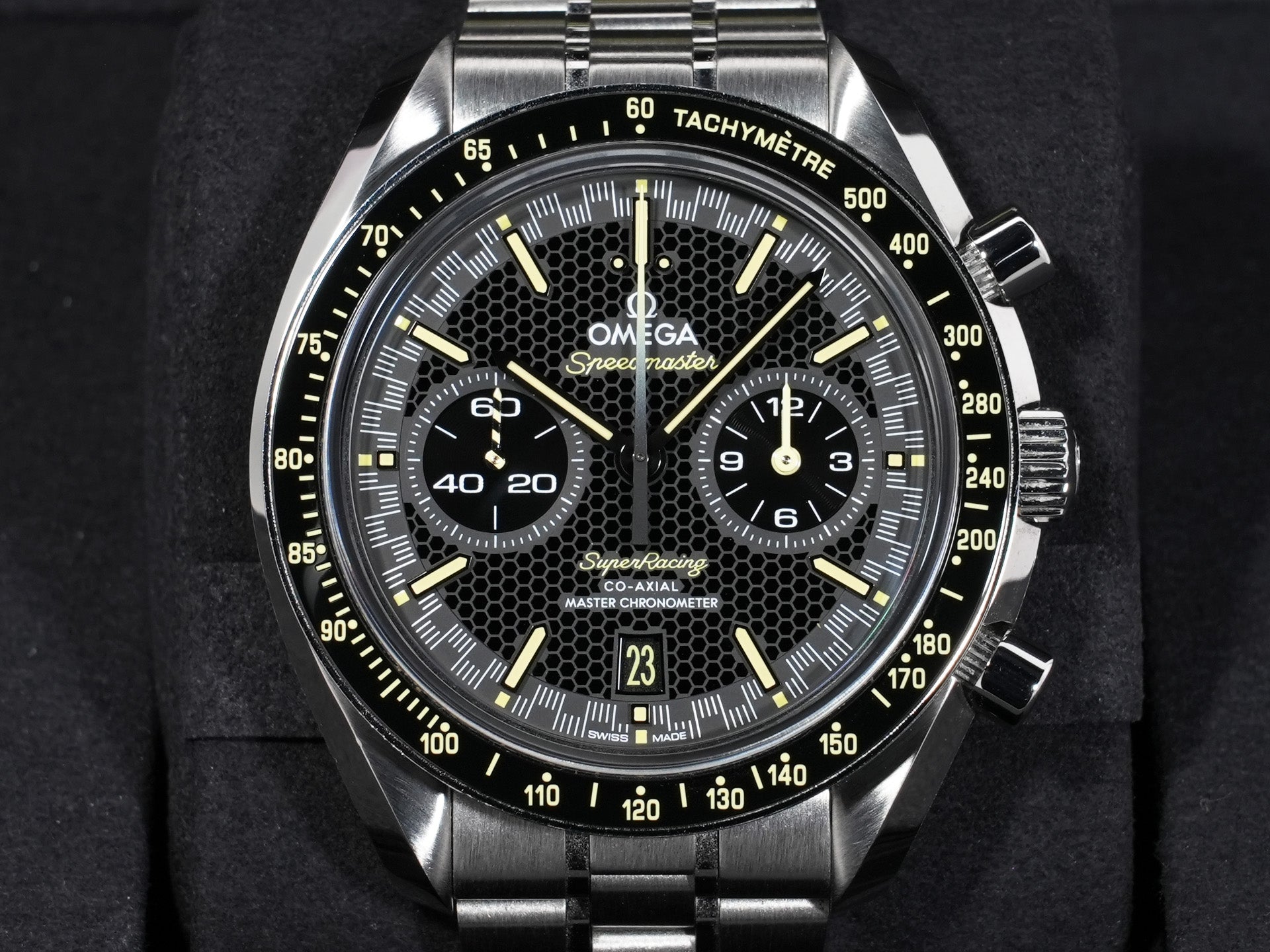 オメガ スピードマスター スーパーレーシング 44.25mm Ref.329.30.44.51.01.003 ステンレススチール ブラック文字盤 美中古 oemaxhv7