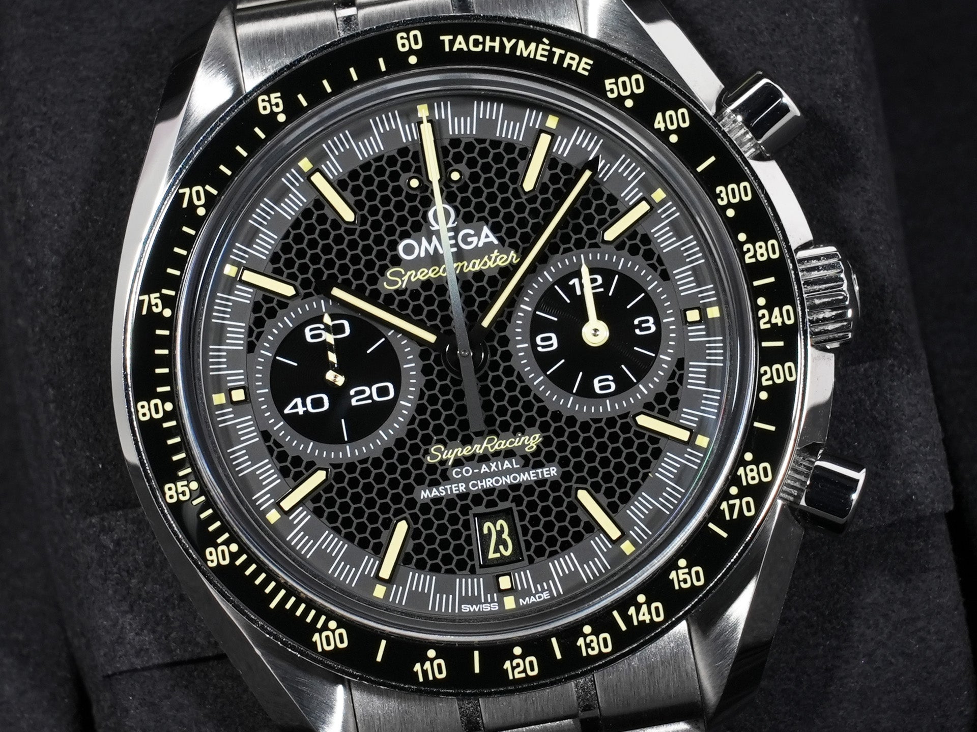 オメガ スピードマスター スーパーレーシング 44.25mm Ref.329.30.44.51.01.003 ステンレススチール ブラック文字盤 美中古 oemaxhv7