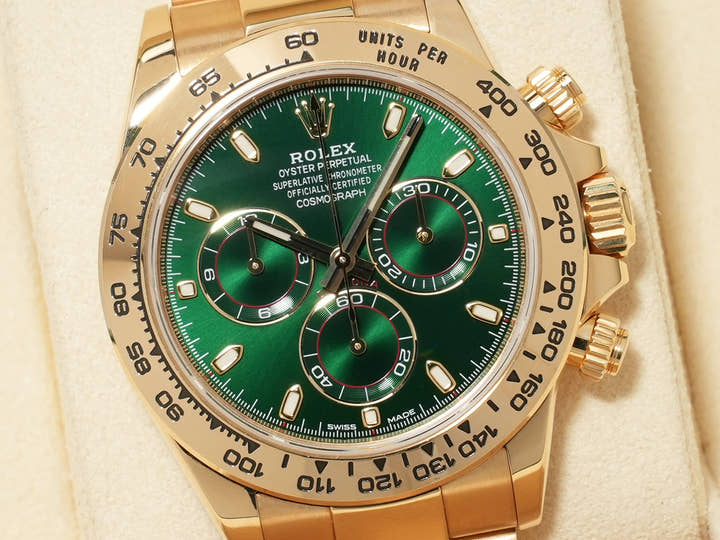 ロレックス デイトナ Ref.116508 イエローゴールド グリーン文字盤 中古 sqw75jy7