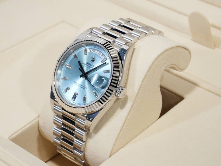 ROLEX Day-Date 40 Ref. 228236A Platinum Ice Blue Dial Unused ywjmz5to