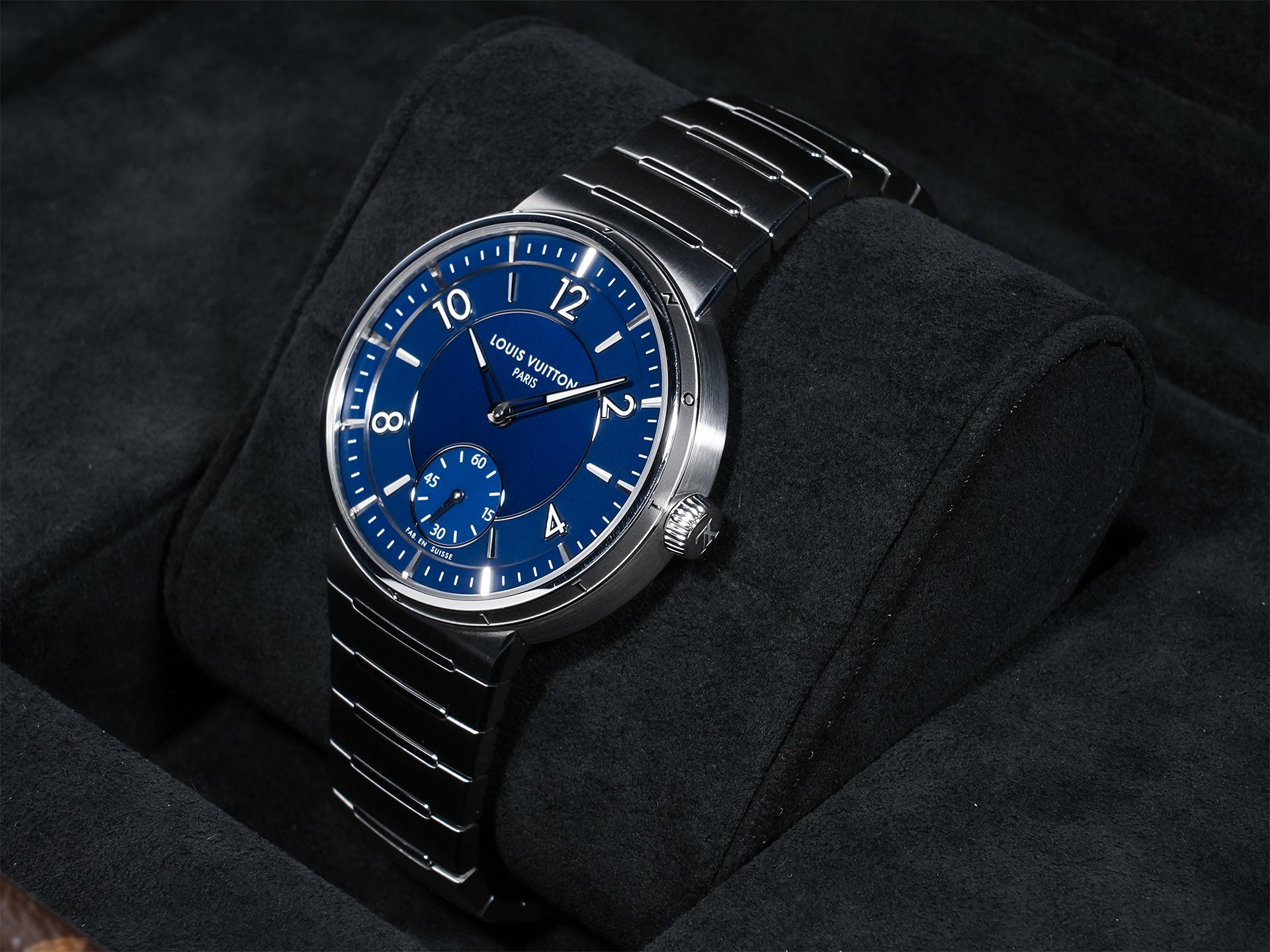 ルイヴィトン タンブール オトマティック Ref.W1ST20 ステンレススチール ブルー文字盤 中古 qhck5jeo