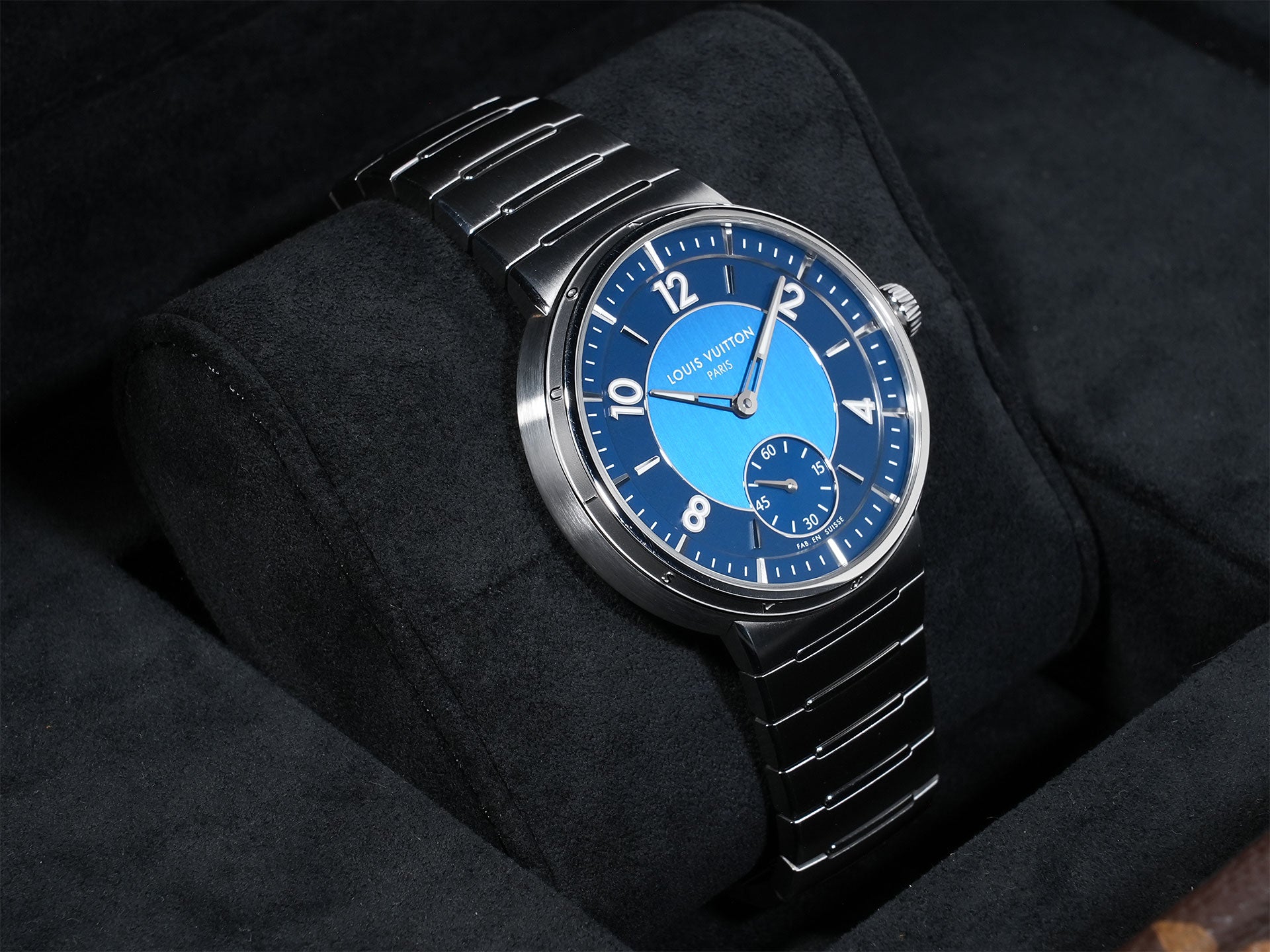 ルイヴィトン タンブール オトマティック Ref.W1ST20 ステンレススチール ブルー文字盤 中古 qhck5jeo