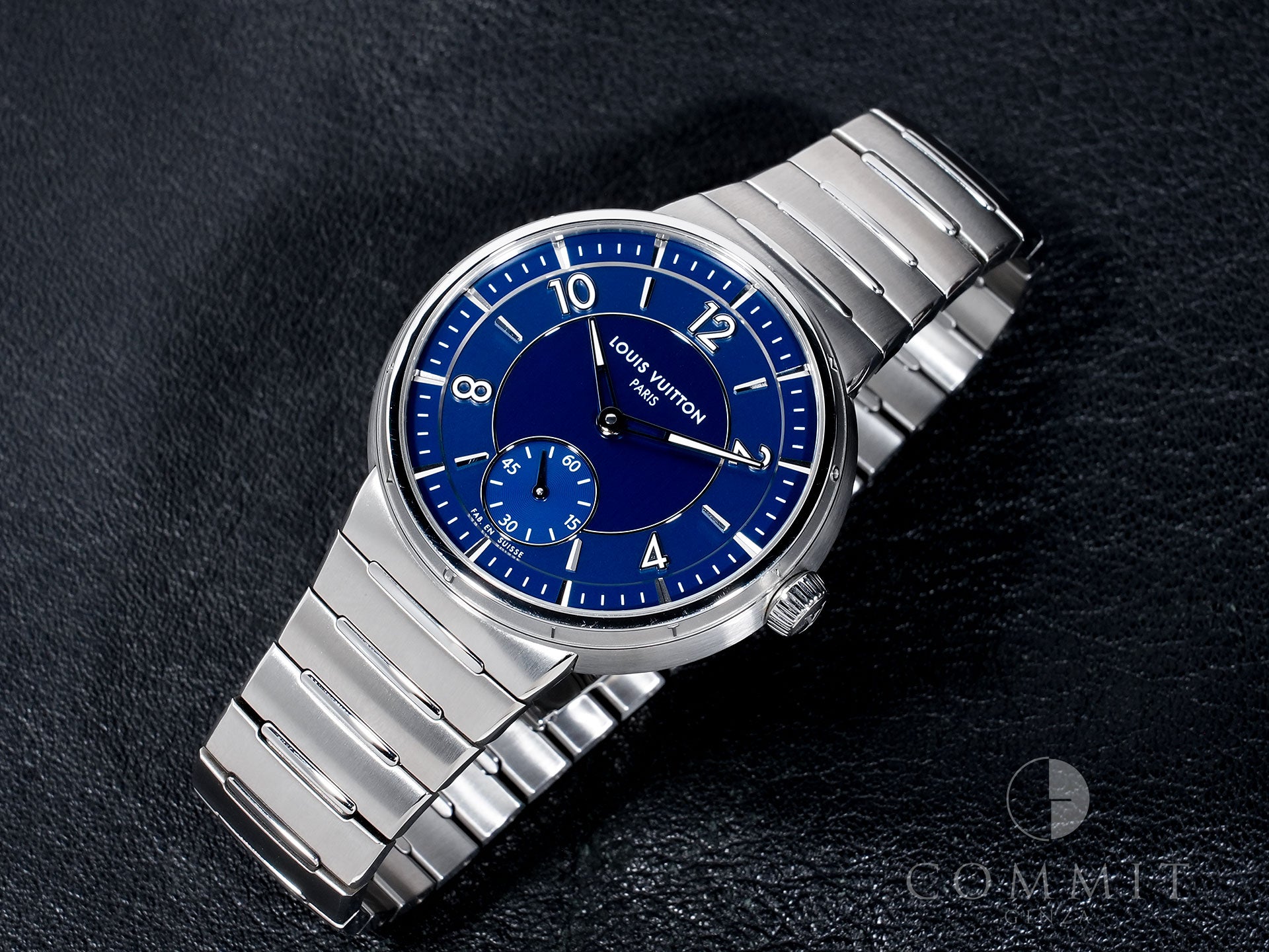 ルイヴィトン タンブール オトマティック Ref.W1ST20 ステンレススチール ブルー文字盤 中古 qhck5jeo