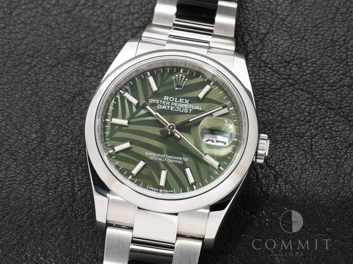 ロレックス デイトジャスト36 Ref.126200 ステンレススチール オリーブグリーン パームモチーフ文字盤 オイスターブレスレット 美品 2jjmg2h2