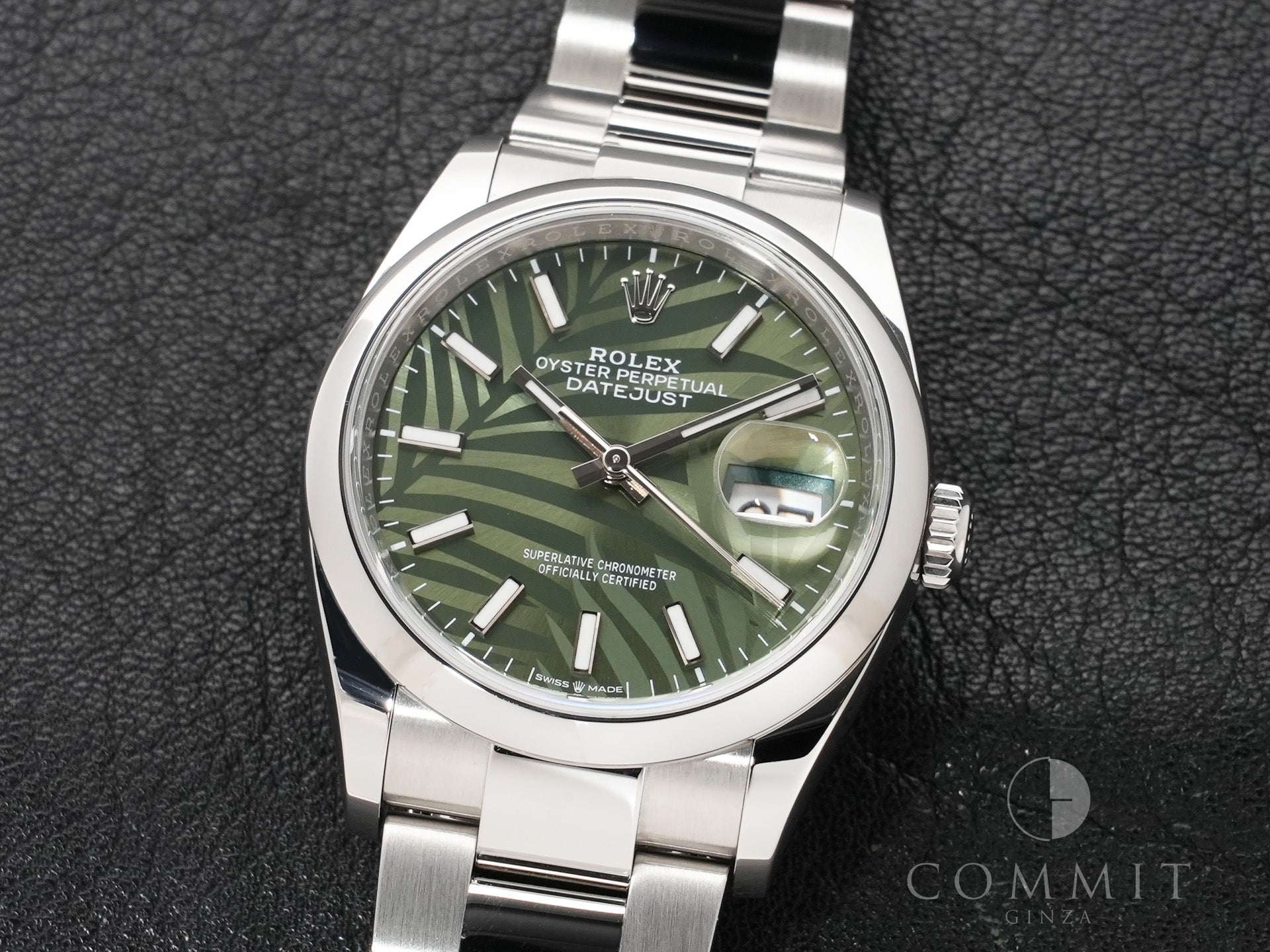 ロレックス デイトジャスト36 Ref.126200 ステンレススチール オリーブグリーン パームモチーフ文字盤 オイスターブレスレット 美品 2jjmg2h2