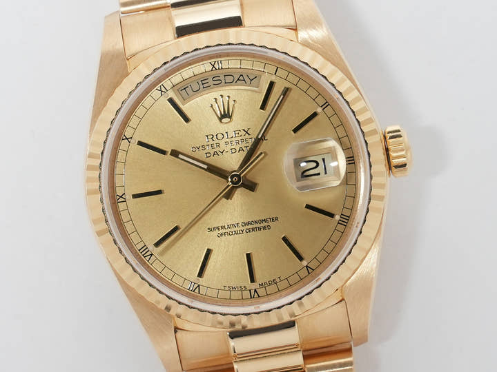 ロレックス デイデイト36 Ref.18038 イエローゴールド シャンパン文字盤 美品 yd8ks4gk
