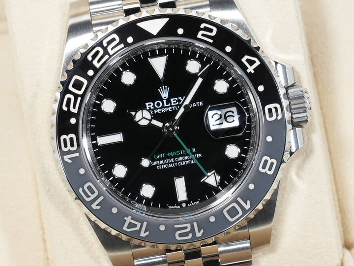 ROLEX GMT-Master II Ref.126710GRNR Stainless Steel Black Dial Jubilee Bracelet Excellent Condition 3p3natxc