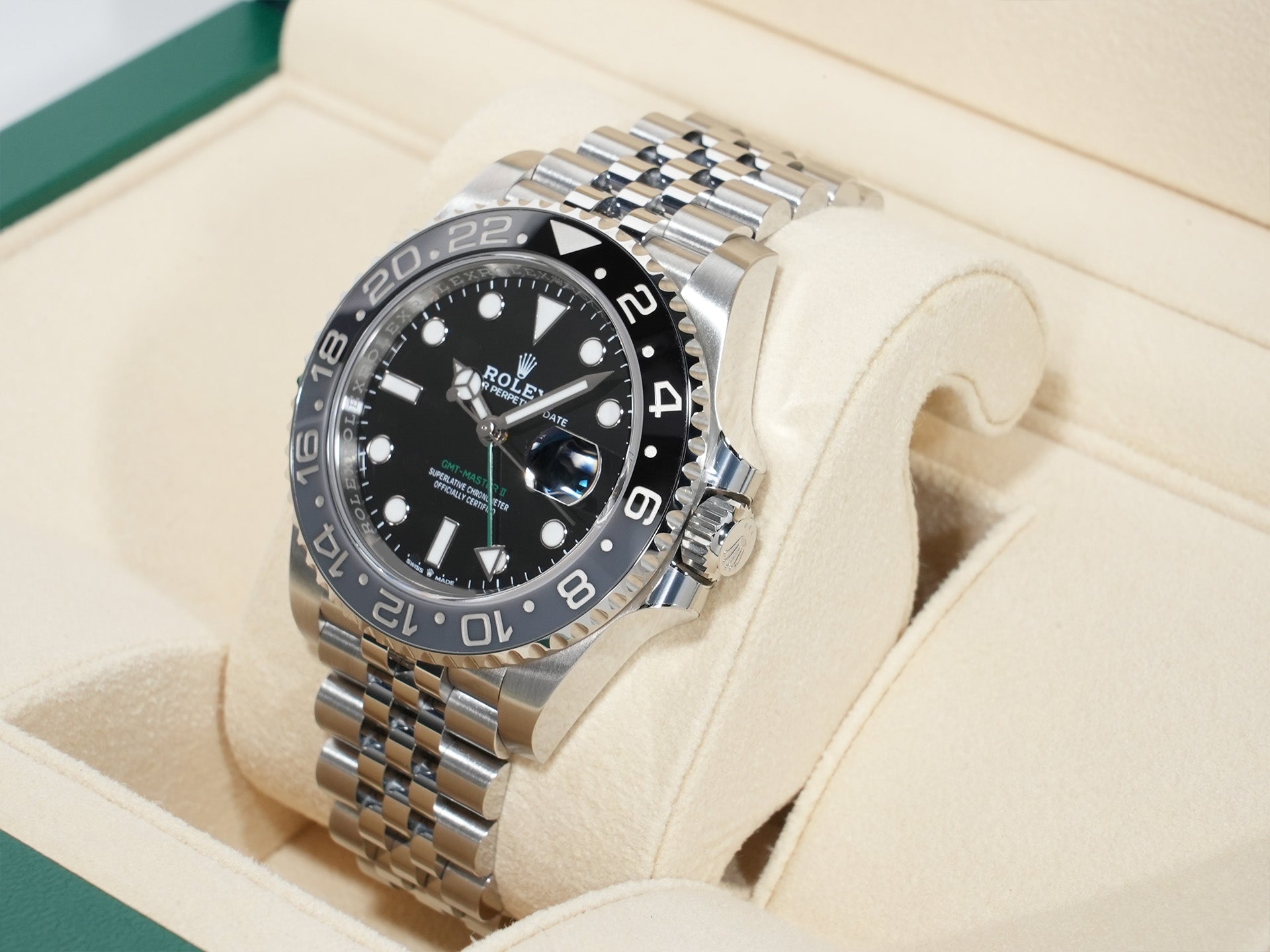 ROLEX GMT-Master II Ref.126710GRNR Stainless Steel Black Dial Jubilee Bracelet Excellent Condition 3p3natxc