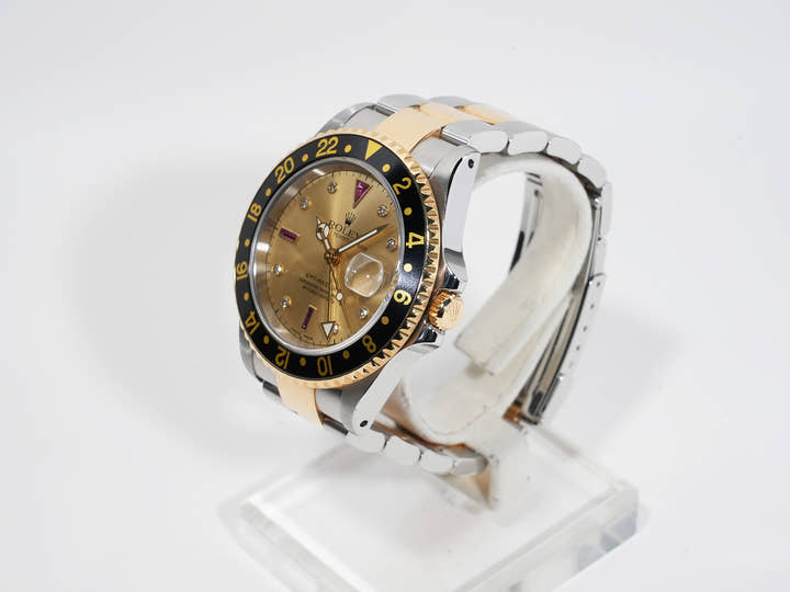 Rolex GMT-Master II Ref.16713RG Stainless Steel/Yellow Gold Champagne Dial Oyster Bracelet Used iafxtkn2